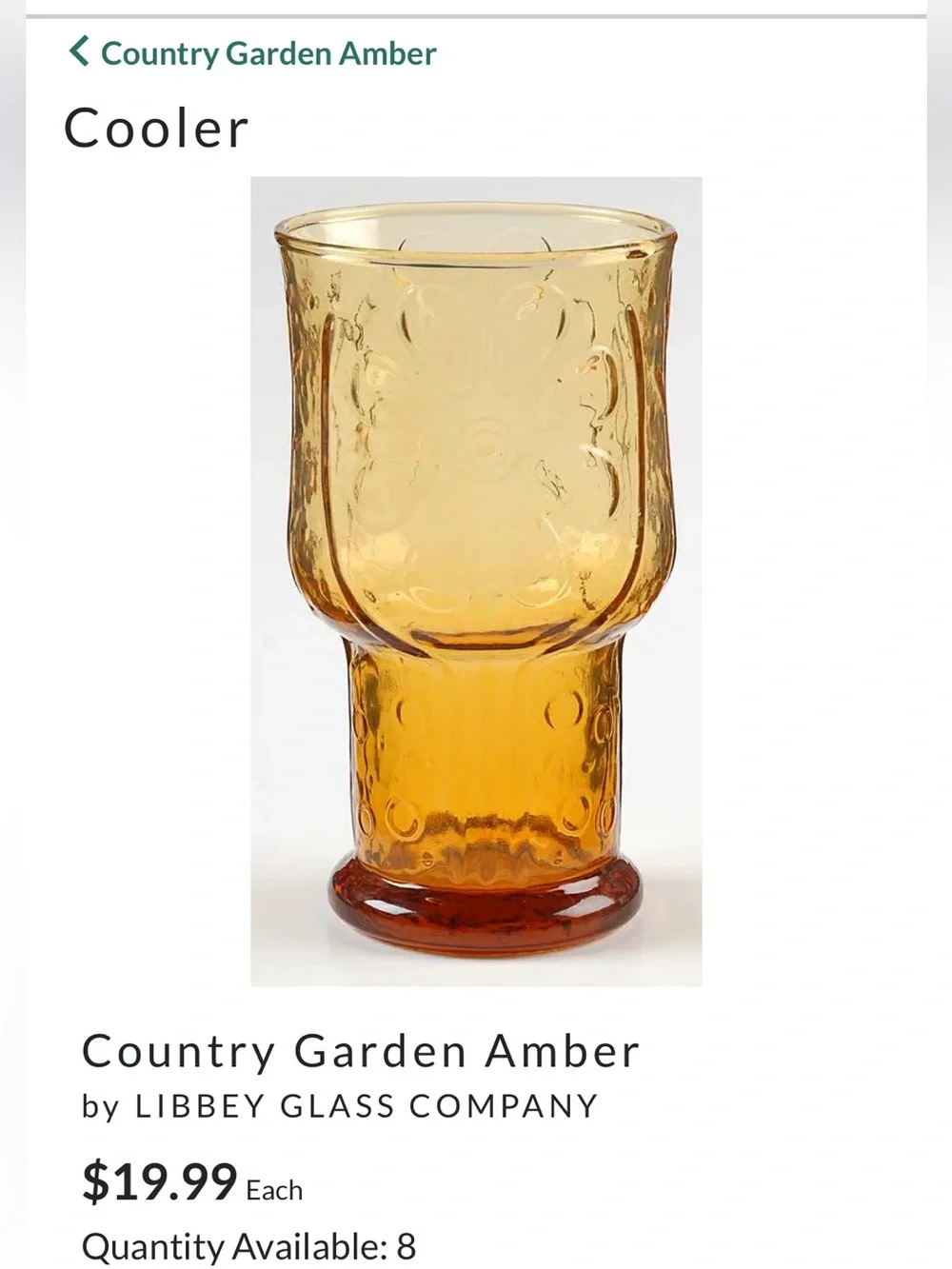 Libbey Country Garden Blue 1975 Tumbler